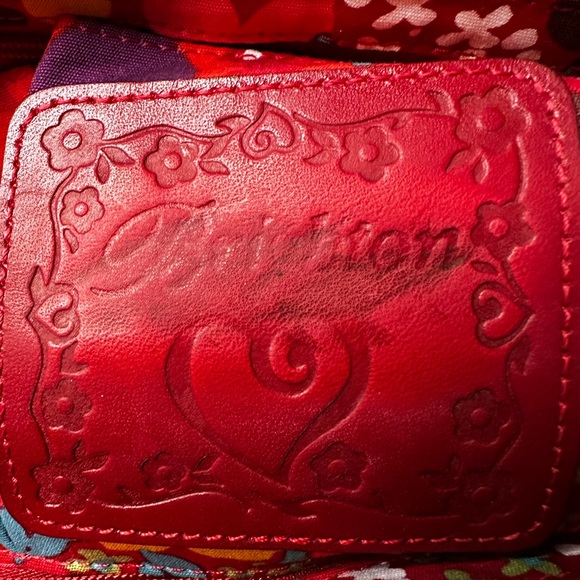 Rare Brighton Straw & Red Leather Trim Shoulder Bag w/Butterfly Magnetic Closure - Picture 9 of 16